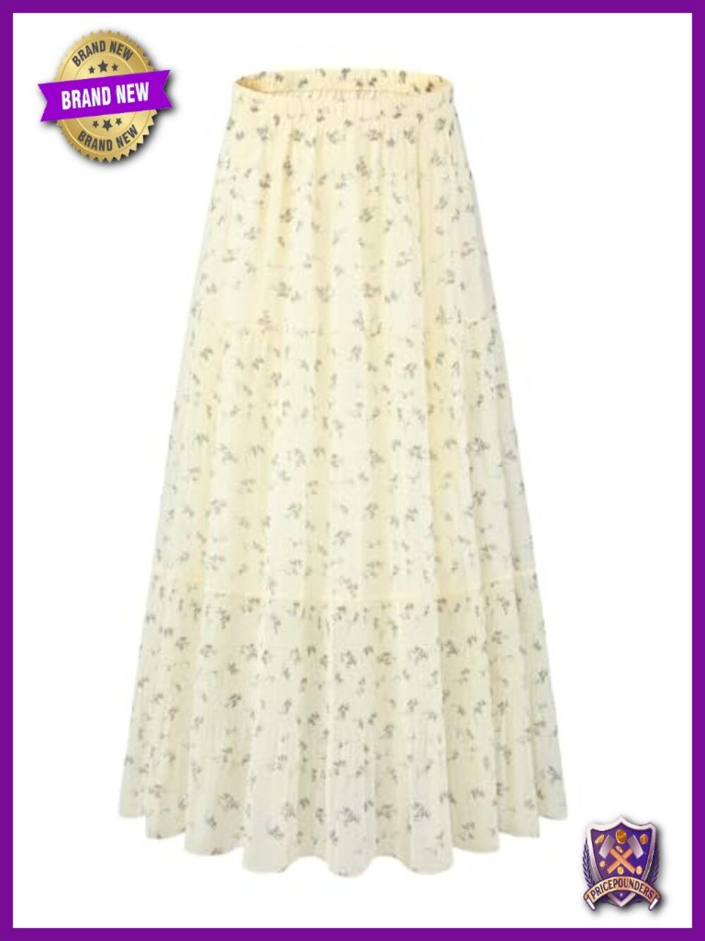 Flared Chiffon Pleated A-Line Elastic High Waist Maxi Skirt